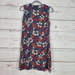 🌻Floral dress red and blue midi